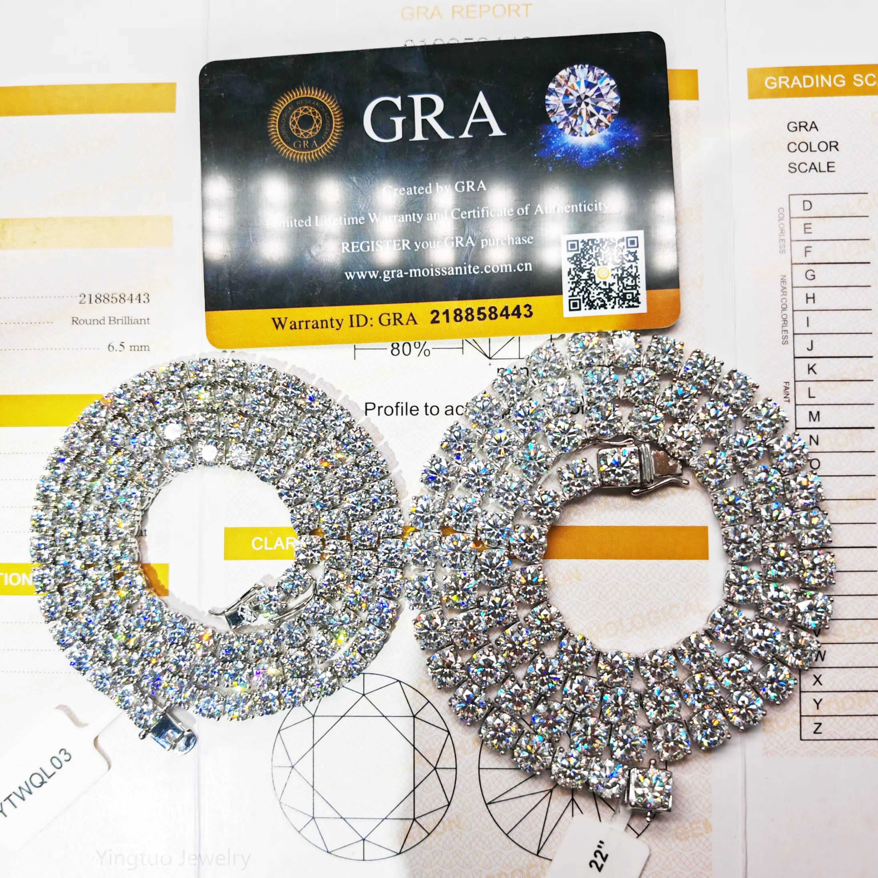 2025 Hot Selling 4mm Moissanite Tennis Chain Pass Diamond With Gra Certificate S925 Moissanite Necklace