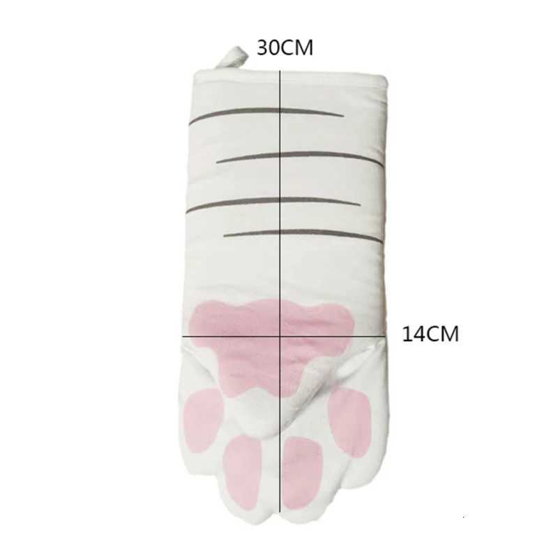 Norbi 1pc 3D Cartoon Cat Paws Oven Long Mitts Cotton Microwave Heat Resistant Baking Insation Gloves Non-slip Gloves H251212