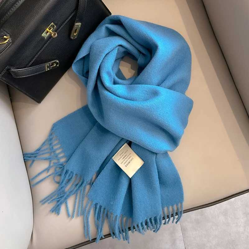 100 Wool Winter Scarf For Women Long Warm Cashmere Scarves Hijab Solid Lady Shawl Wrap Female Pashmina Bandana Head Scarfs Y251211