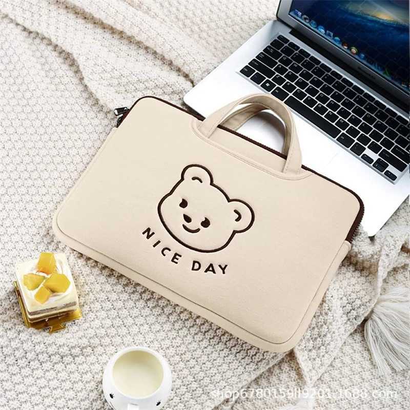 Cute Cartoon Bear Laptop Bag Case for Macbook Air Pro Hp Lenovo 13 14 15 156 16 Inch Notebook Lap Tops Carrying Handbag CoverT251212