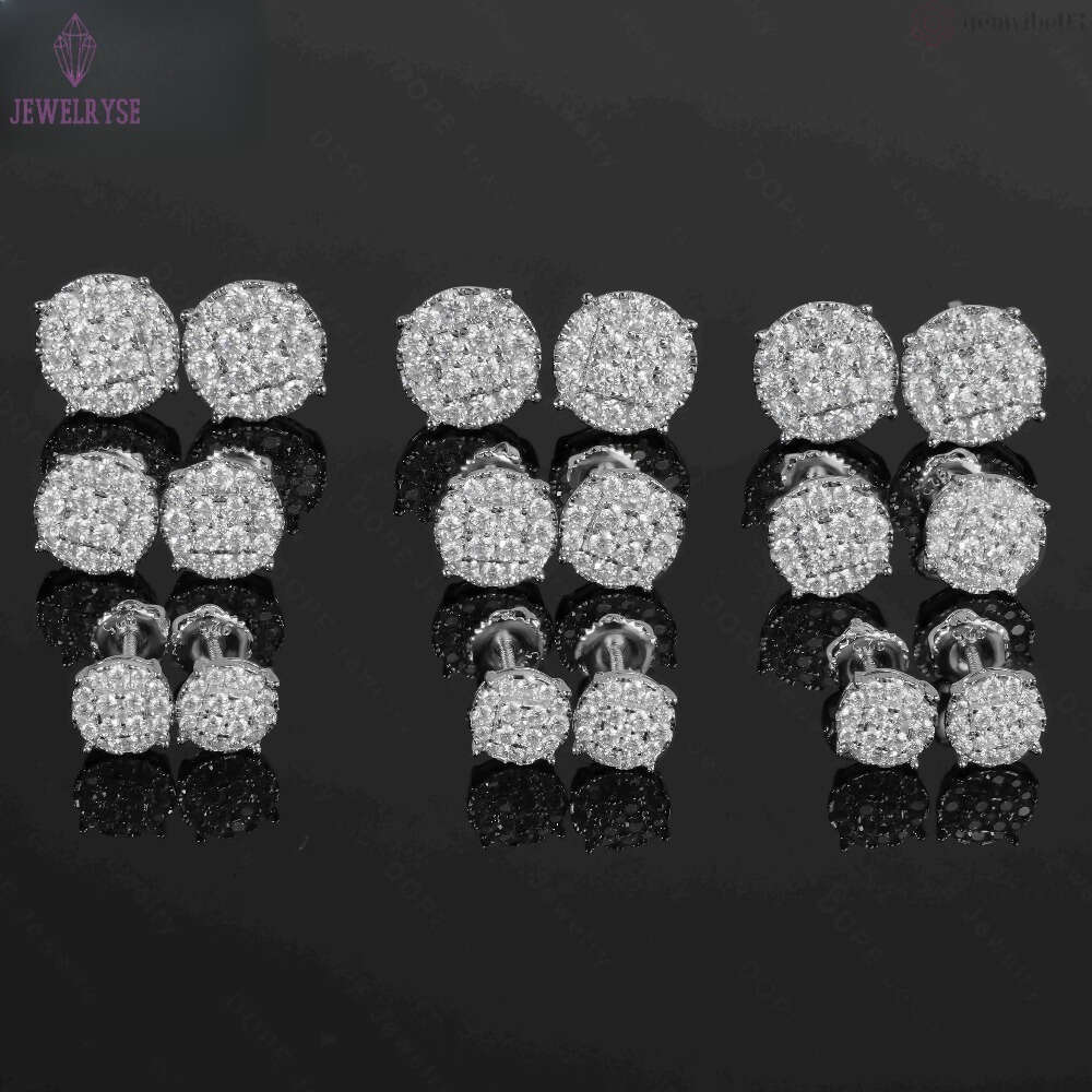 Fine Jewelry Diamonds Earrings VVS Lab Grown Diamond IGI Iced Out Cluster 925 Silver Stud Earrings