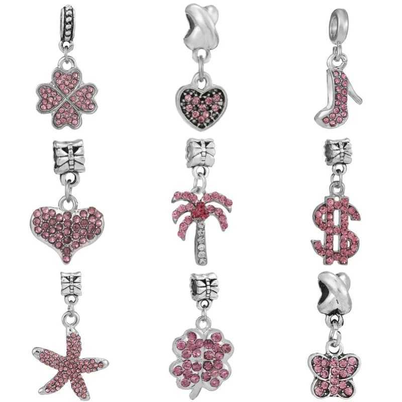 New Sier Plated Diamond Alloy Large Hole Charm Beads For DIY Bracelet Necklace Jewelry Accories Gift Y251212