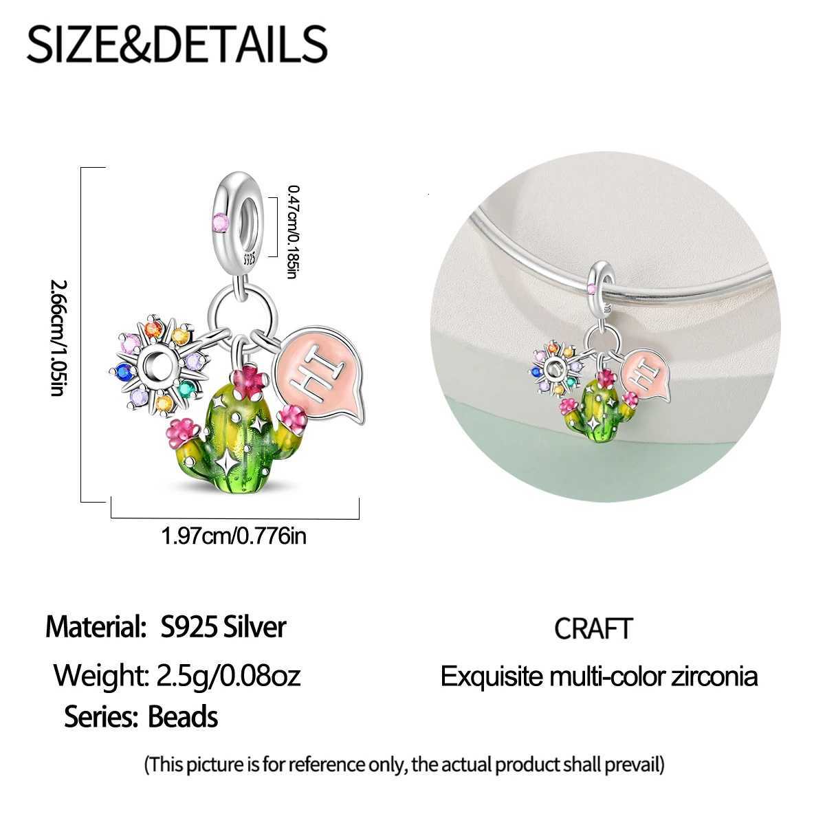 Charms 925 Sterling Sier Plated Cactus Plant Pendant Beads Fit Bracelet Diy Gift Wen Delicate Jewelry Accory Y251212