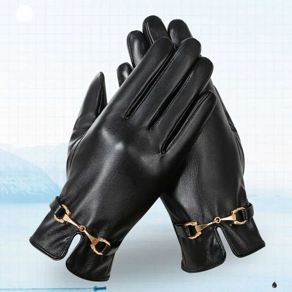 New Full Finge PU Leather Gloves Windproof Waterproof Driving Gloves Thicken Winter Warm Touch Screen Gloves Outdoor Sports Y251211
