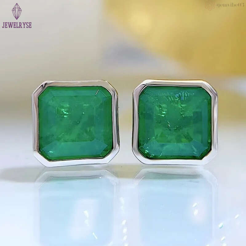 Choucong Top Sell Handmade Stud Earrings Simple Fine Jewellery Real 100% 925 Sterling Silver Large Princess Cut 3CT Emerald Party Ladies Earring Gift