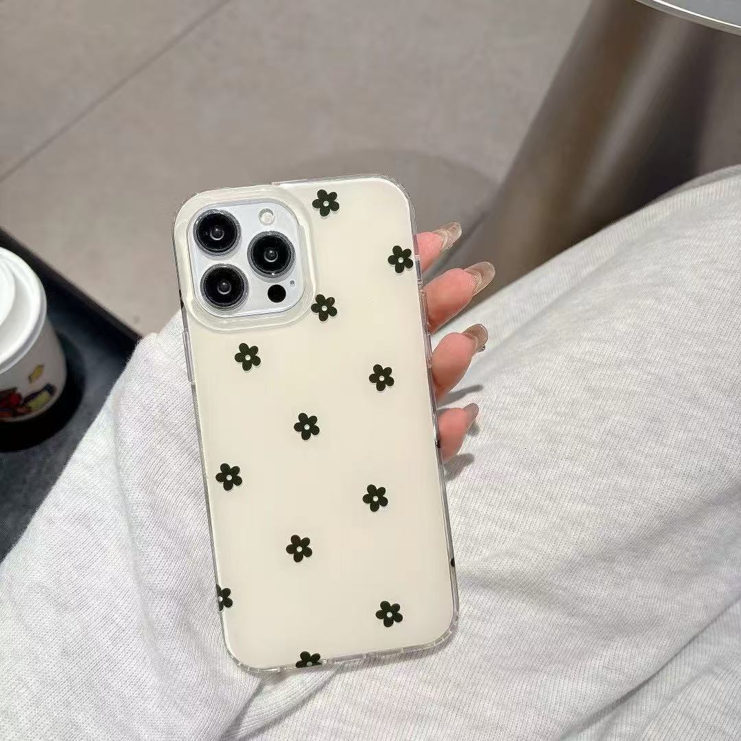 Korean and Japanese Style Black Heart Polka Dot Case Apple 17 Pro Max 16 Pro/15 Niche Flower 13 for Women