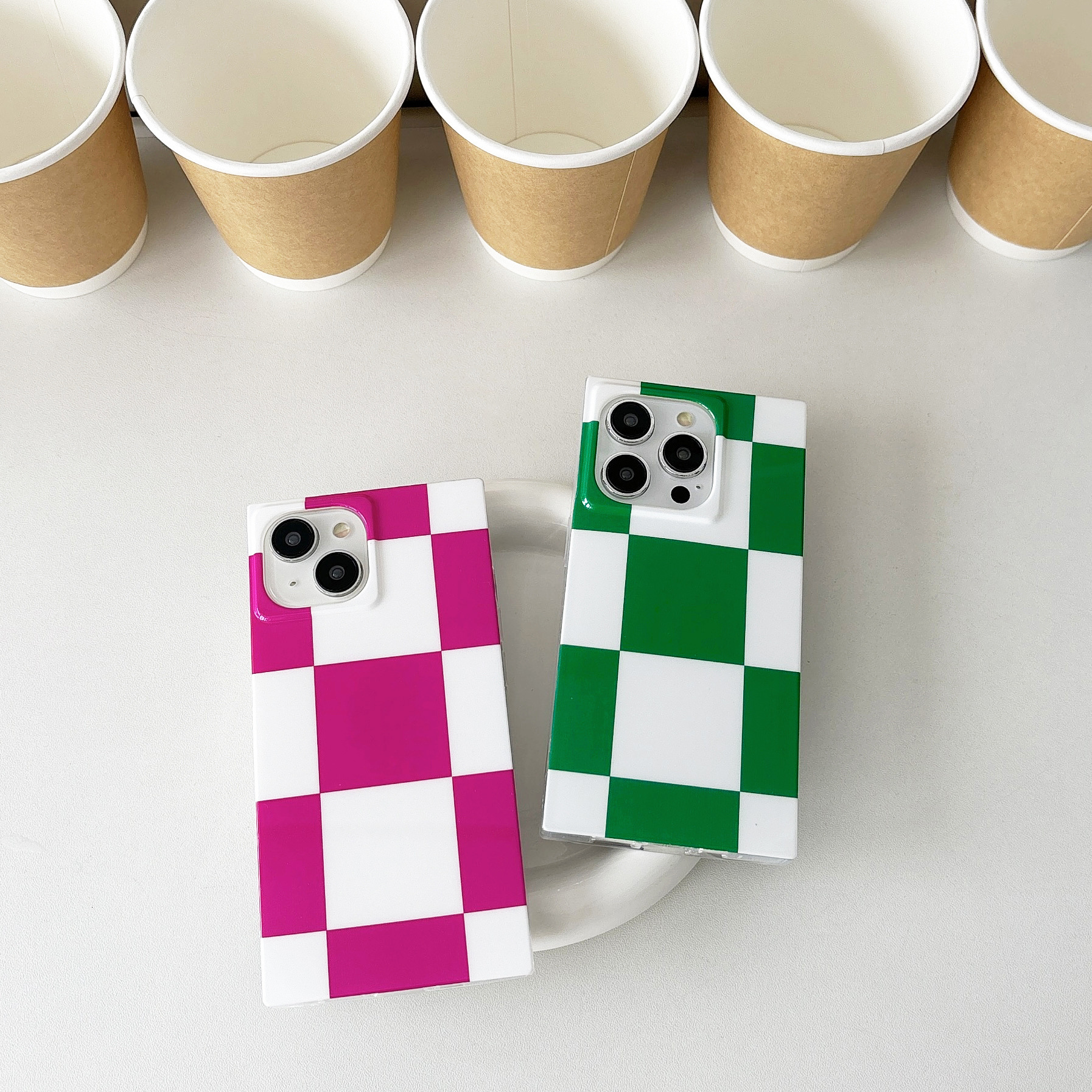 Japanese and Korean Style Simple Square Grid Suitable for iPhone 17 Pro Max Apple 16 Phone Case Glossy Anti-drop 15 Soft