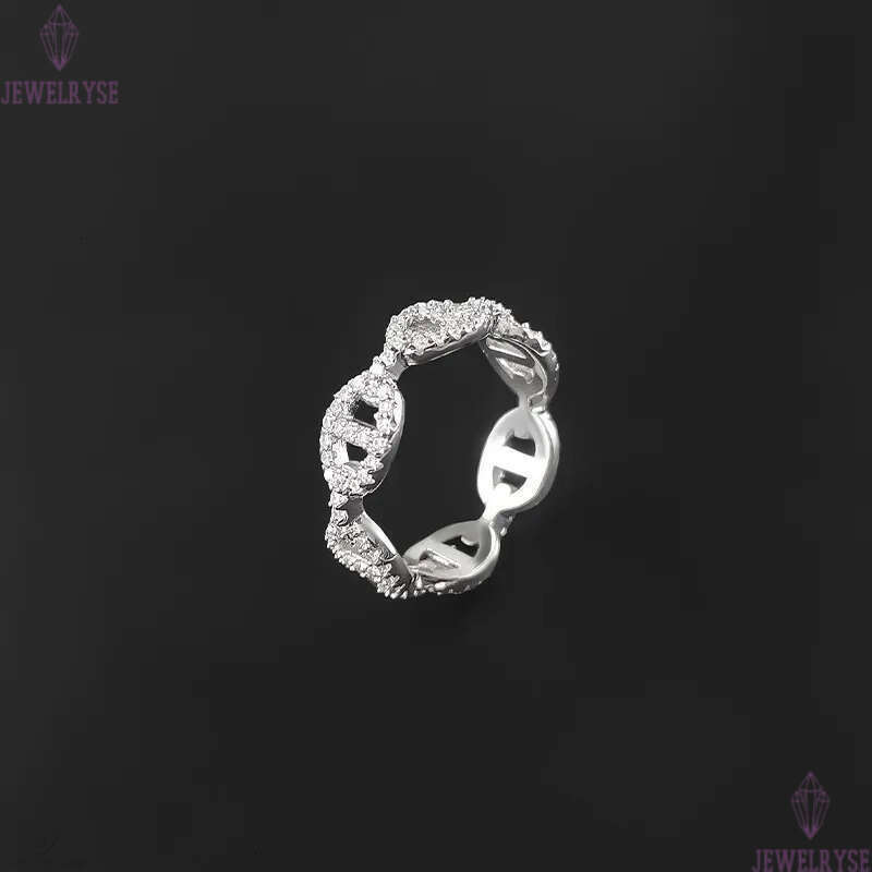 luxury classic letters pig nose ring for women shine crystal bling diamond charm elegant letter love rings jewelry
