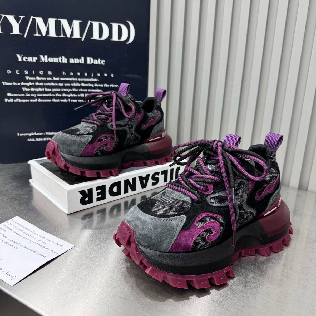 Color-blocking daddy shoes women's new niche versatile platform height increase explosive sneakers