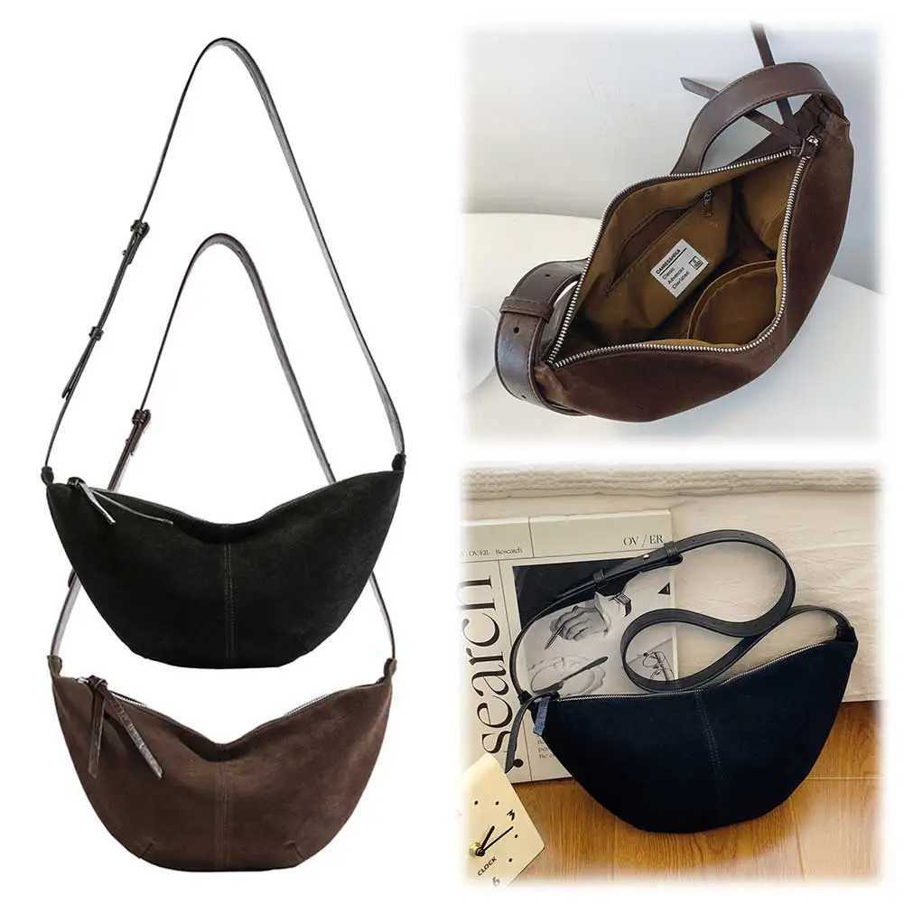 Crescent Bag for Wen Men Adjustable Strap Crossbody Bag Suede Mti-pocket Hobo Sling Bag Dumpling Bag for Work Travel Y251211