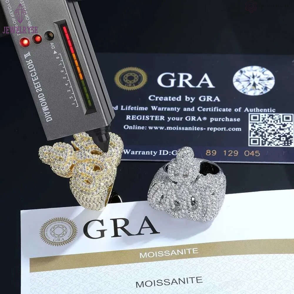 GRA Pass Diamond Tester 925 Sterling Silver Hip Hop Jewelry New Style VVS Diamond Moissanite Men Ring Allah