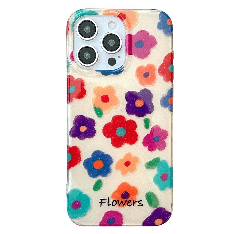 ins Colorful Flower Compatible with iPhone 17 Max Apple 16 Pro Phone Case IMD Fresh 15/14 New Model