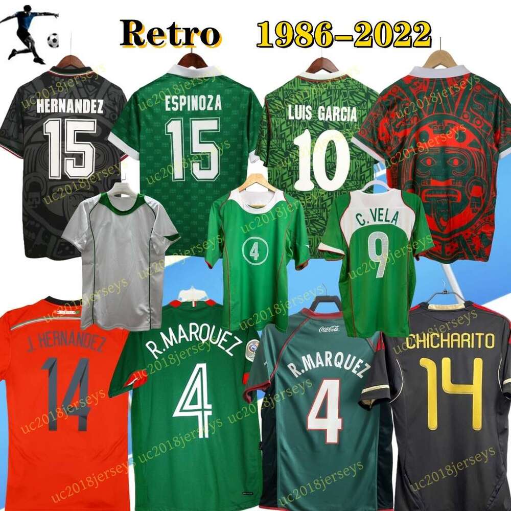 White Green 2004 Mexico jerseys retro soccer jersey BORGETTI HERNANDEZ CAMPOS BLANCO H.SANCHEZ R.Marquez 86-22 short sleeves football shirt long sleeves