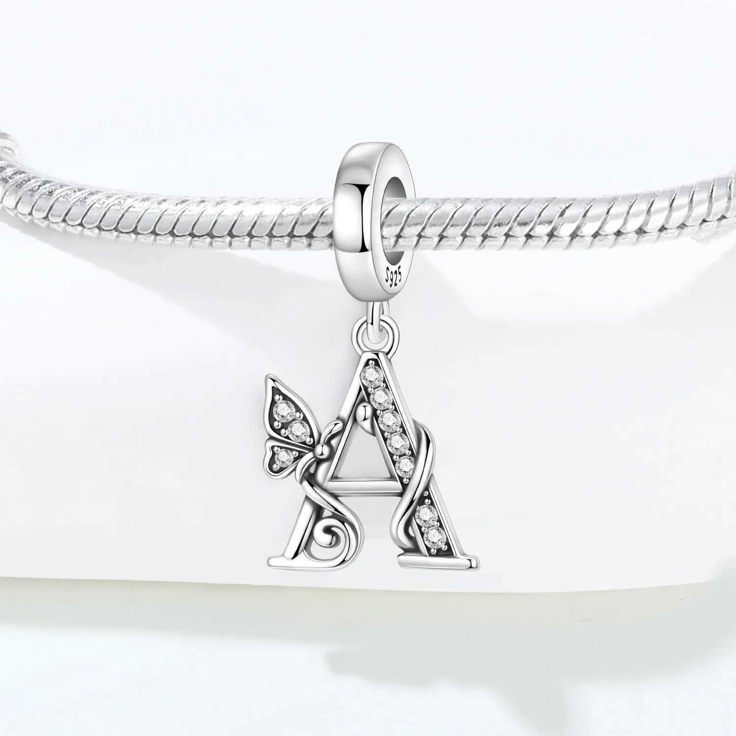925 Sterling Sier CZ Zircon A-Z 26 Letter Charms bet Beads Pendant Fit Bracelet Necklace DIY Jewelry Y251212