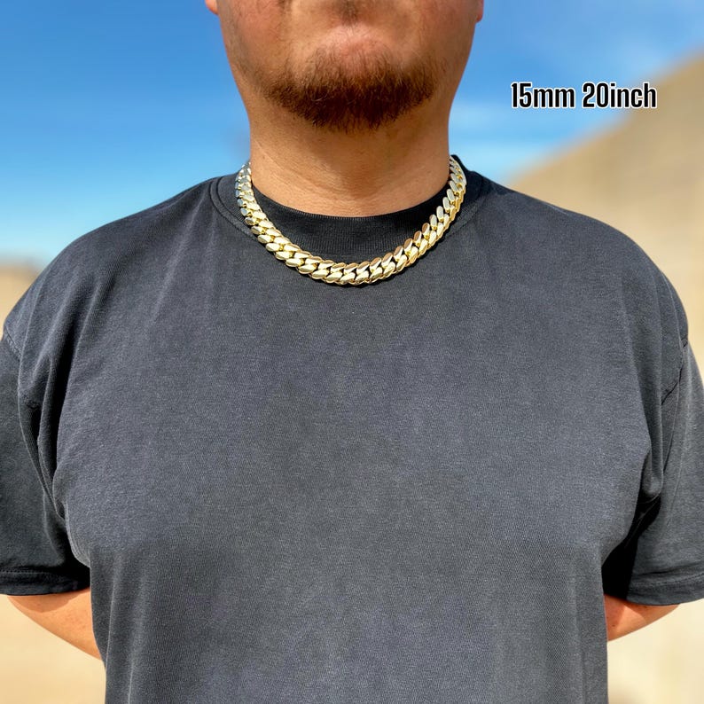 Bracelet Necklace Miami Cuban Chain 18k Gold Custom Gold Cuban Link Chain 24k Gold Cuban Miami Chain 12mm-22mm