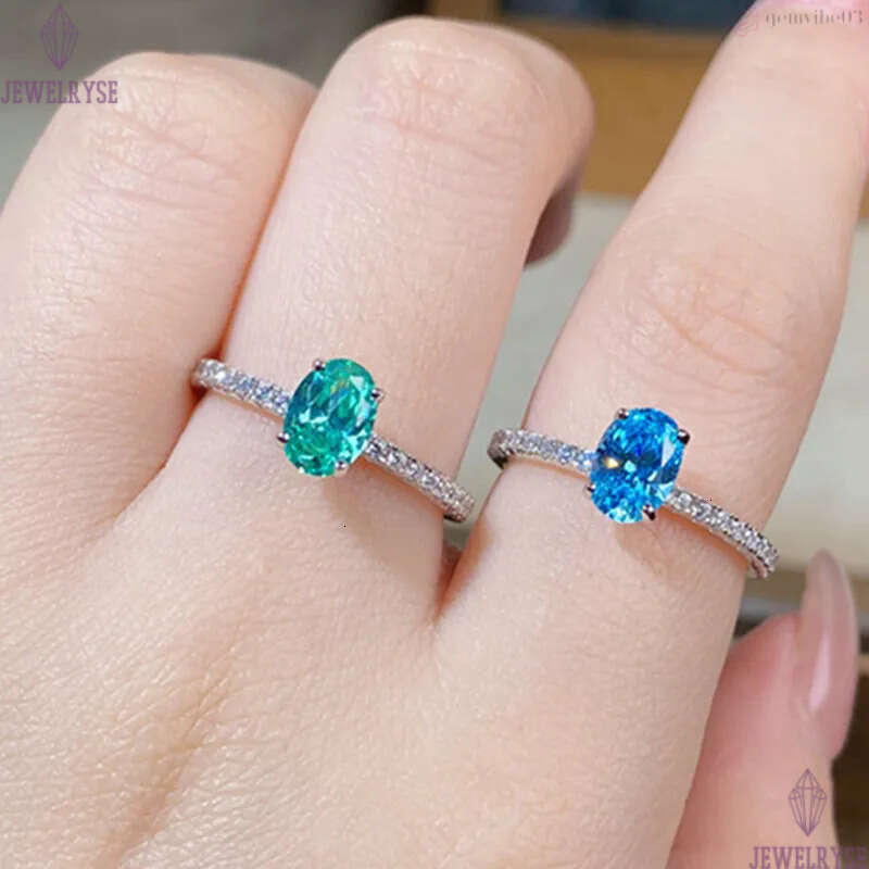 1ct oval diamond designer ring for wed luxury 925 sterling silver blue 5A zirconia propose engagement wedding band rings jewelry woman party gift box 