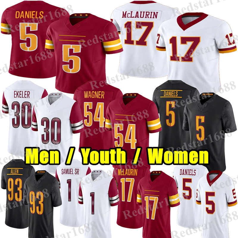 #5 Jayden Daniels Football Jersey #17 Terry McLaurin Mike Sainristil Frankie Luvu Deebo Samuel Sr Zach Ertz Sean Taylor Lane Ekeler Bobby Wagner Josh Conerly Jr jerseys