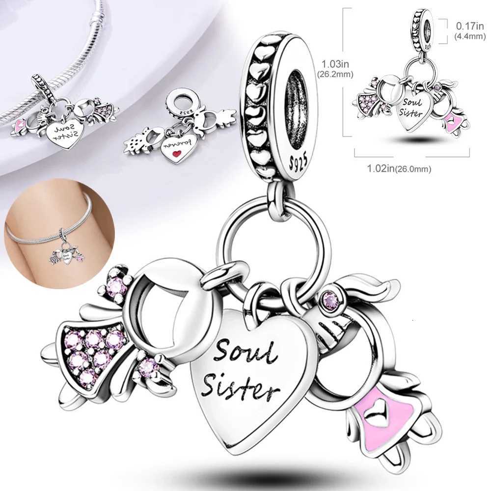 S925 Sier Forr Mother Family Sister Charms Beads Fit Bracelet Charm Diy Family Gift for Wen Y251212