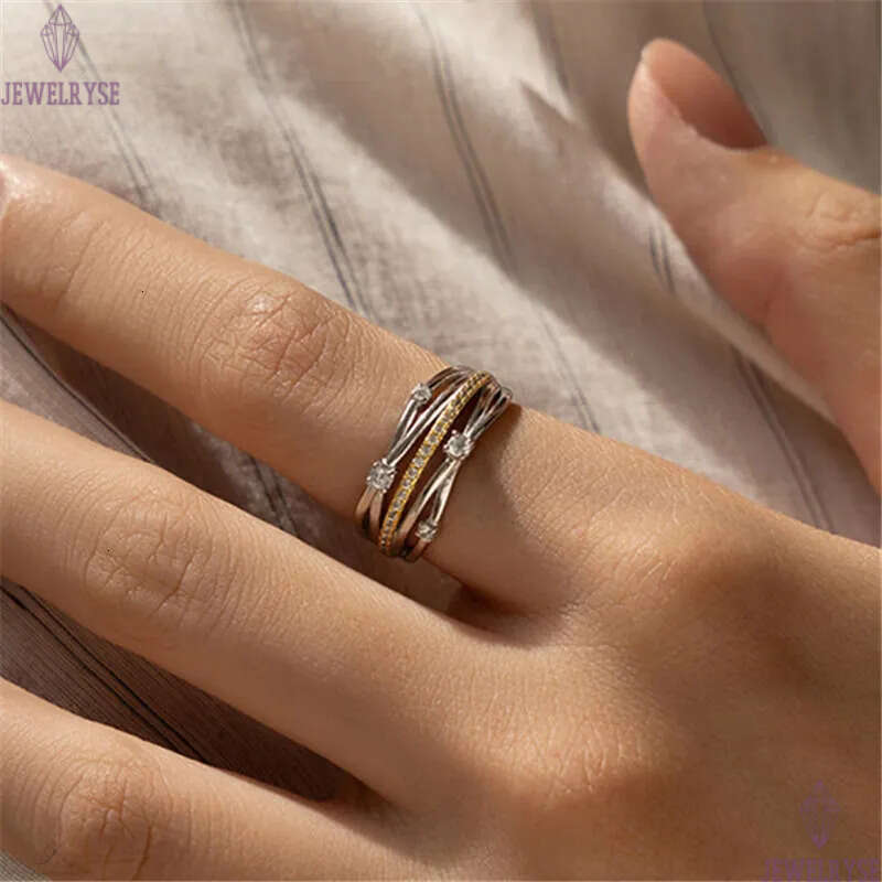 popular multilayer s925 sterling silver ring designer for woman daily outfit party 5A cubic zirconia diamond luxury gold band rings womens jewelry fri