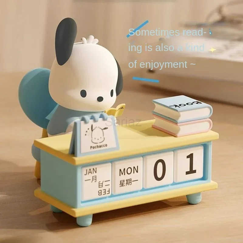 Sanrio Kuromi Pochacco Kawaii cute mini sitting doll practical calendar desktop decoration ornaments cartoon girl heart gift H251212