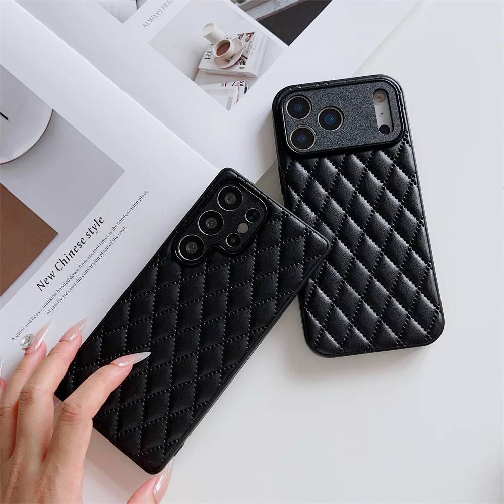 Luxury Rhombus Pattern PU Leather Phone Case For Samsung Galaxy S25 Ultra Edge S24 FE S23+ Plus A56 A55 A54 A53 A36 A35A26 5G
