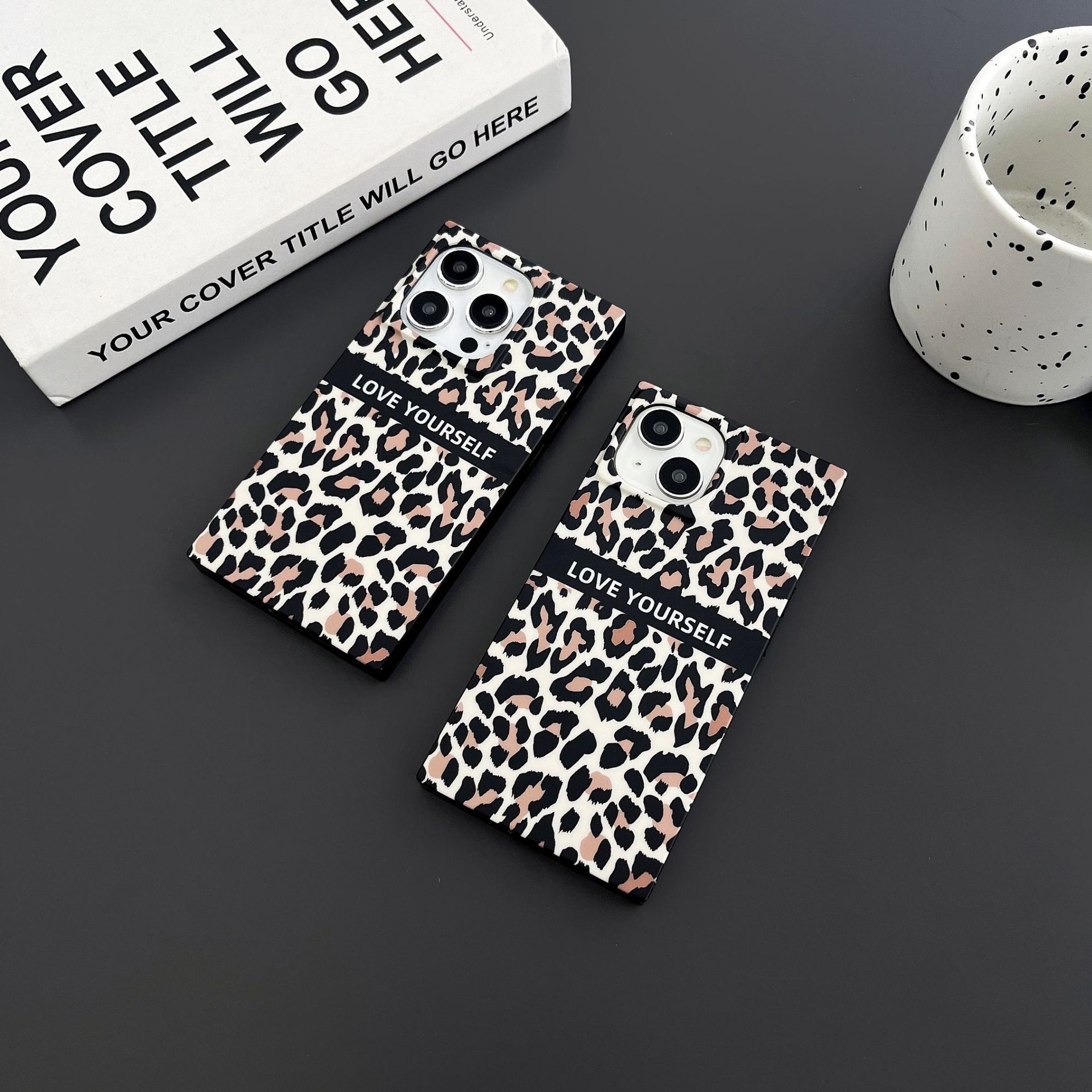 European and American English Leopard Print Compatible with iPhone 17 Pro Max Apple 16 Phone Case Cross-Border Trade 15 Square 14 Soft
