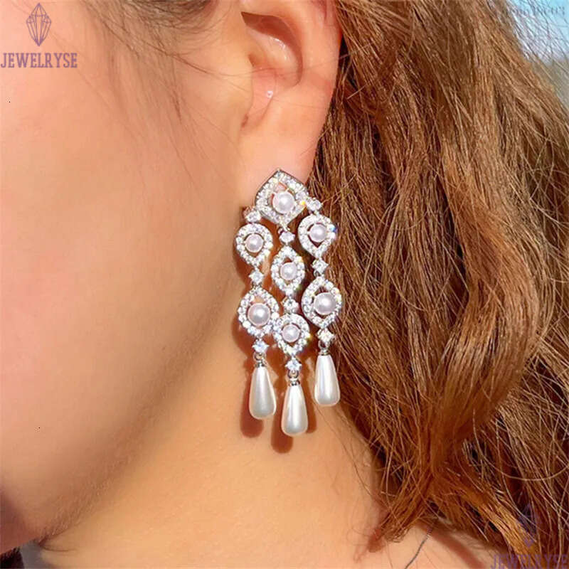 Charm Tassel s925 Streling Silver Needle Designer Earring for Woman Imitation Pearl AAA Cubic Zirconia South American Copper Womens Diamond Wed Earrin