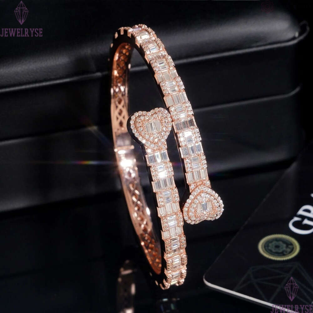 Hip Hop viennois turkish jewelry 925 Silver Iced Out Fine Jewelry VVS Moissanite Diamond Heart Bracelet Bangle Men gemstone murano pendants gold chain