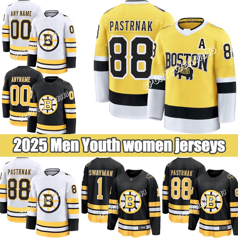 Bostoncity Bruins Jersey Stadium Series #88 Pastrnak A #63 Marchand C #28 Lindholm #1 Swayman Hockey Jerseys