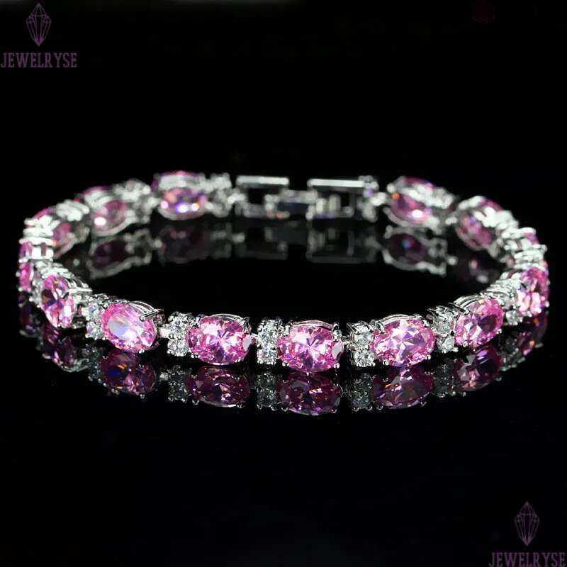 luxury pink diamond tennis bracelet designer for woman party green AAA cubic zirconia copper silver crystal bracelets womens engagement wedding jewelr
