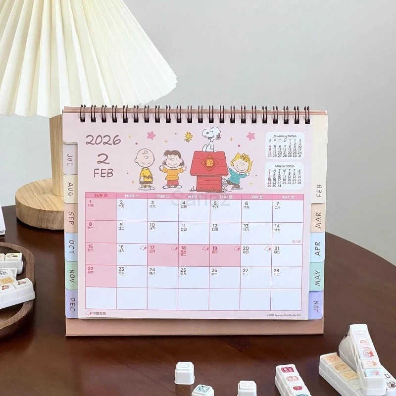Sanrio Kawaii Snoopy 2026 Calendar Cartoon Fashion Kids Daily Scheduler Planner Agenda Fashion Office Home Decorative Accessories Gifts H251212