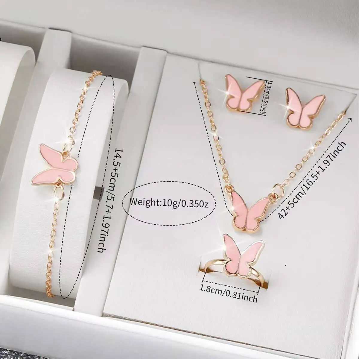 6PCS/Set Fashion Butterfly Dial Women Quartz Watch Simple Leather Strap Wrist Watches Jewelry Set Reloj MujerWithout Box Y251212