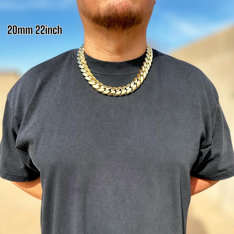 Bracelet Necklace Miami Cuban Chain 18k Gold Custom Gold Cuban Link Chain 24k Gold Cuban Miami Chain 12mm-22mm