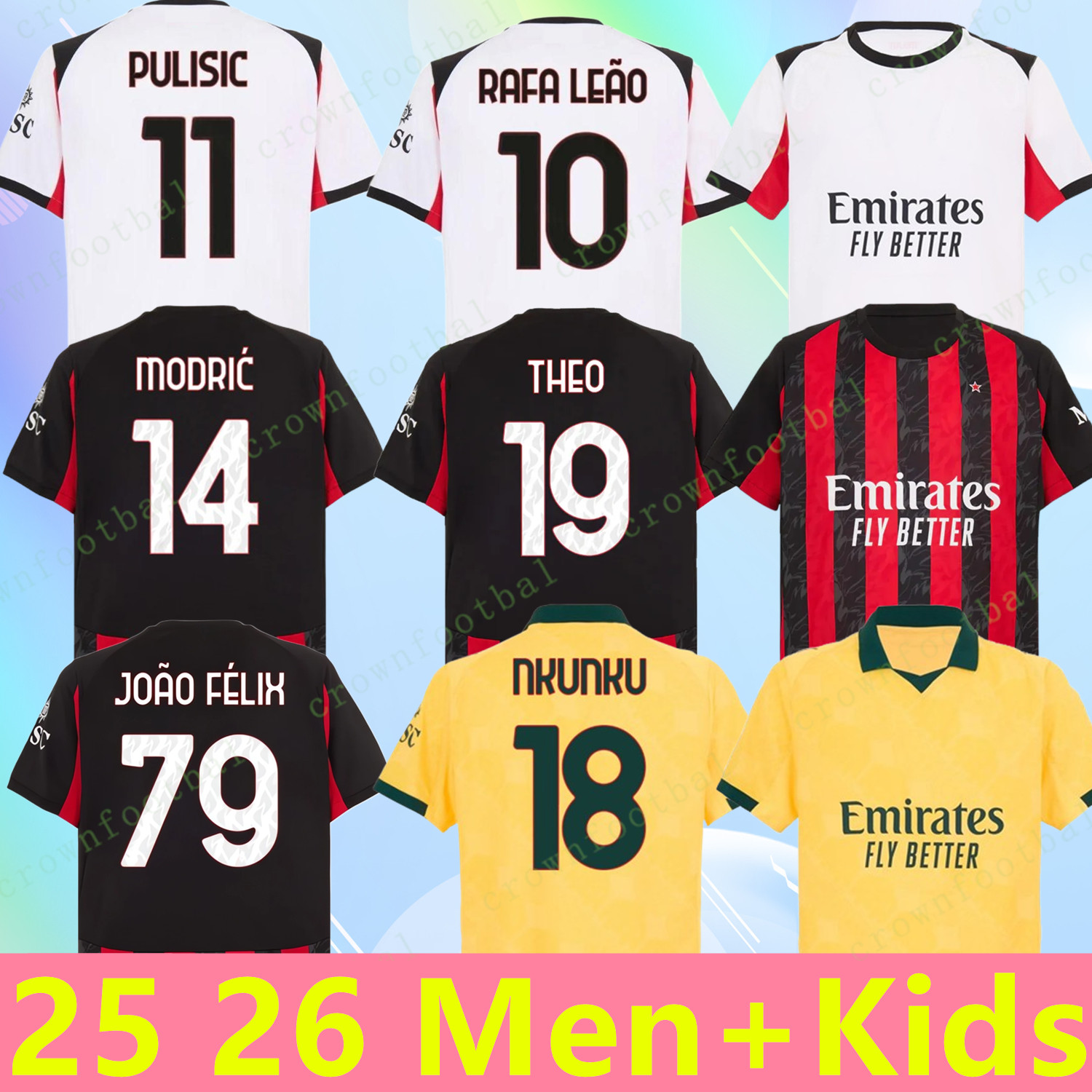 2025 2026 Football shirts Modric PULISIC Home Away Third RAFA LEAO JOAO FELIX GIMENEZ RICCI NKUNKU M.MAIGNAN LOFTUS-CHEEK Fan Player Men Kids 25 26 Football jersey