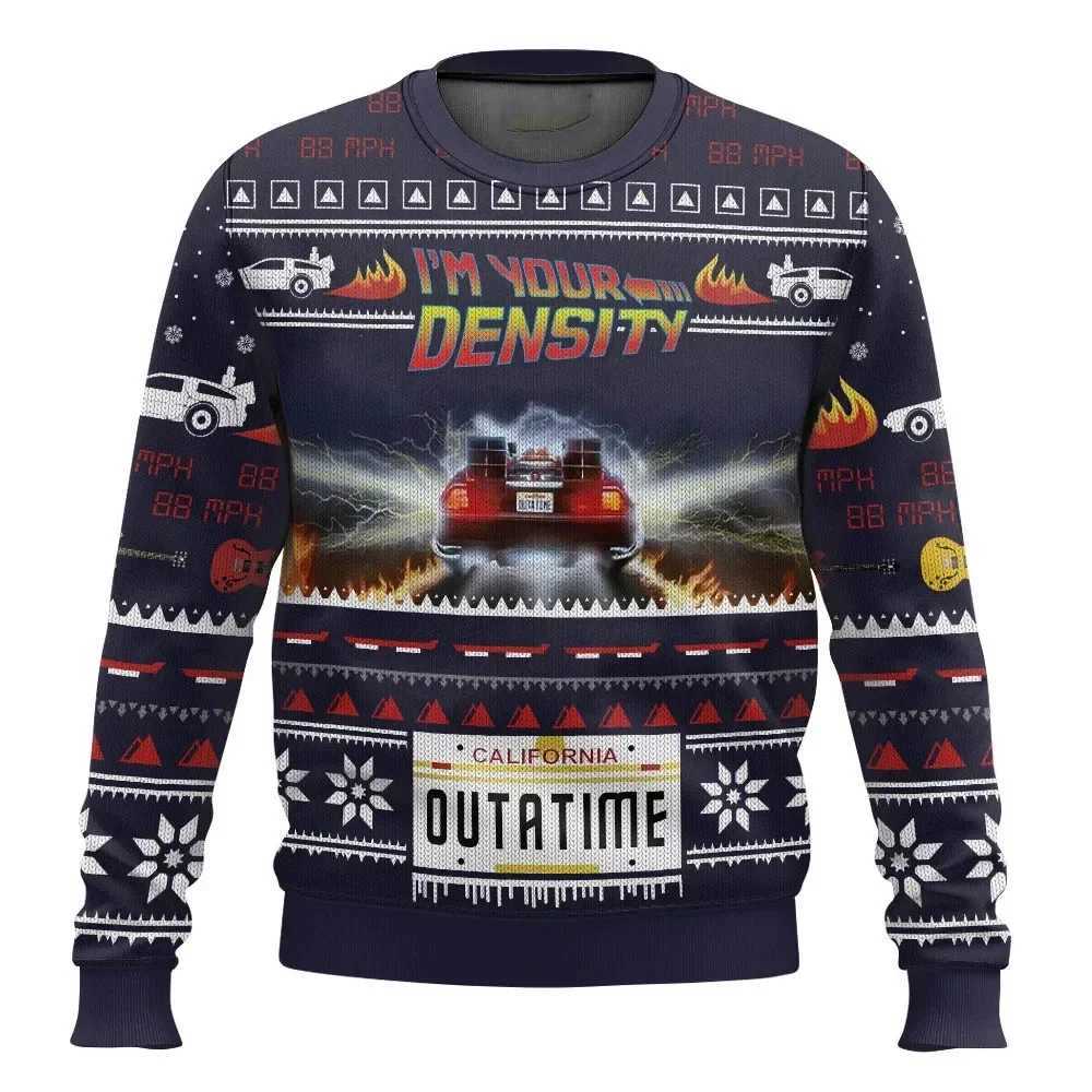 2026 autumn and winter Back To The Future Ugly Christmas sweaters cartoon anime mens and womens pullovers sportswear W251211