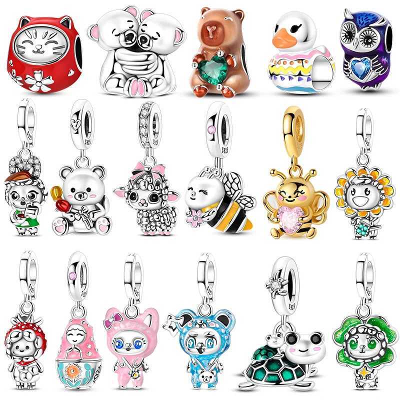 925 Sterling Sier Charms Bee Guinea Pig Sheep Beads Pendants Fit Bracelet Necklace DIY Pendants Jewelry Wen Gift Y251212