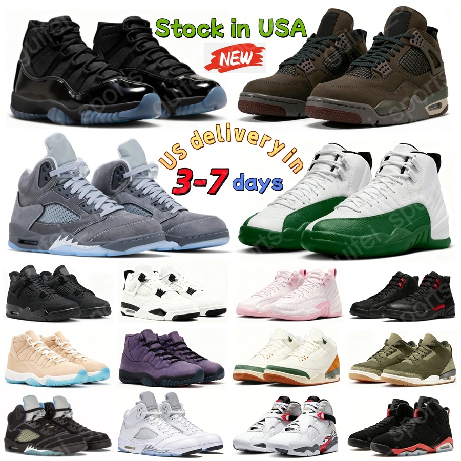 Designer Men Basketball Shoes 3s 4s 5s 11s 12s 1s Black Cat 4 White Cement Lucky Green UNC Pure Money Cool Grey Bred Women Sneakers Sports Trainers Big Size 14 15 16