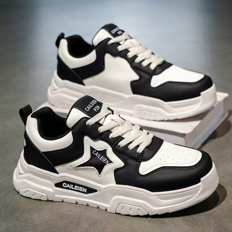 2025 Autumn New Breathable White Shoes Men's Trendy Versatile Thick soled Sports Shoes Casual Board Shoes