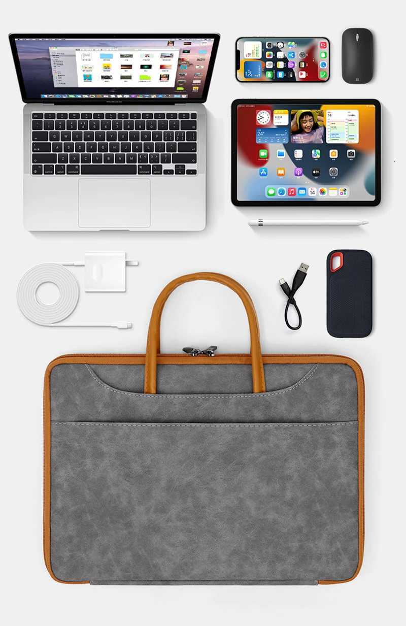 Laptop Bag 133/14 InchLeather fabric Sleeve Cover for Macbook Air 13 M1/M2 MacBook Pro 13/14 135Surface Laptop 3/4T251212