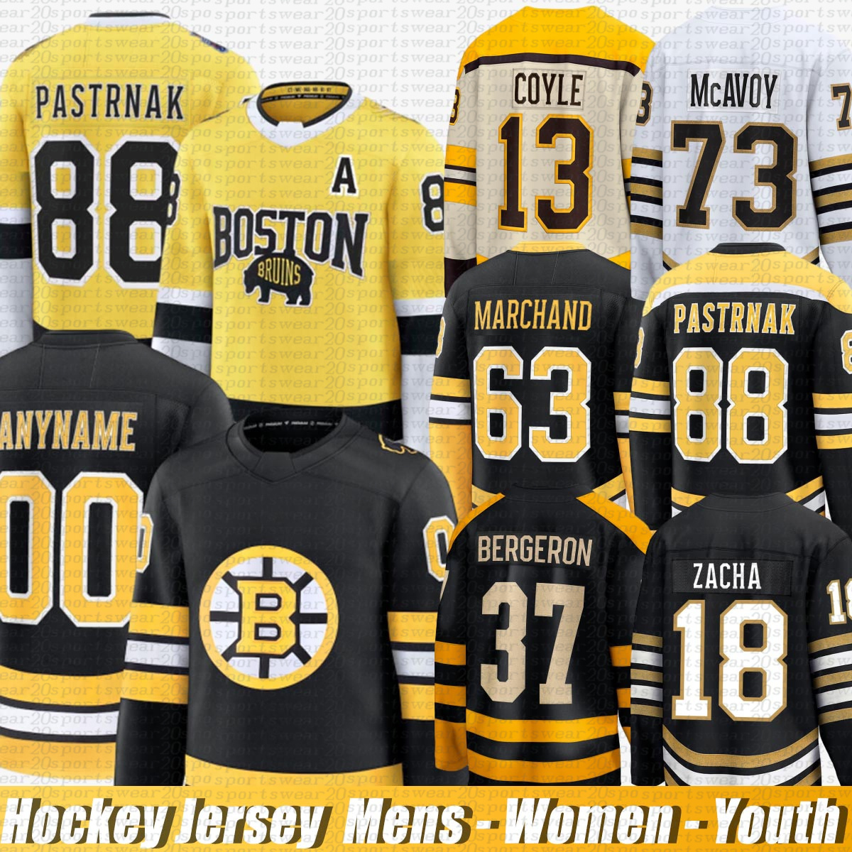 88 David Pastrnak bostons hockey jersey bruins jersey Stadium Series Brad Marchand Patrice Bergeron Charlie McAvoy Charlie Coyle Jeremy Swayman jersey
