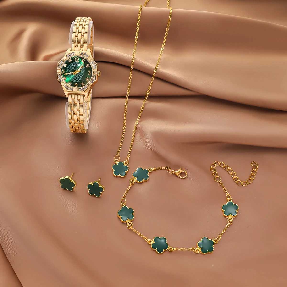 Luxury Fashion Diamond Dial Rhinestone Scale Womens Quartz Watch Jewelry Set 5-Piece Set for Thanksgiving and Christmas Gifts Y251212