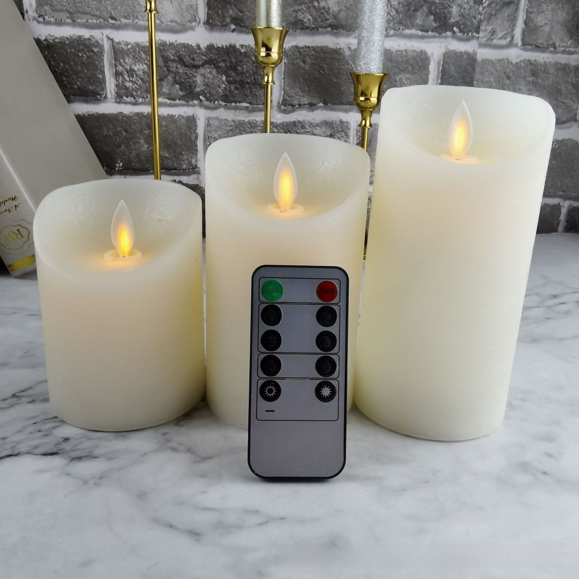 Factory Direct Supply Three-Piece Set Ivory Remote Control Swinging LED Electronic New Model Realistic Wax Fake Candle Light
