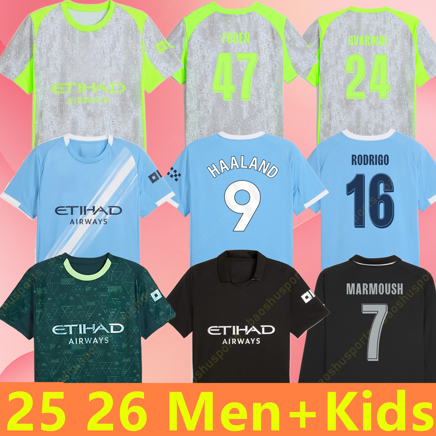 25 26 Man City Soccer Jerseys HAALAND FODEN MARMOUSH RODRIGO DOKU Cherki KOVACIC GVARDIOL DE BRUYNE Reijnders fans player football shirt Mens Kids Kit sock Full sets