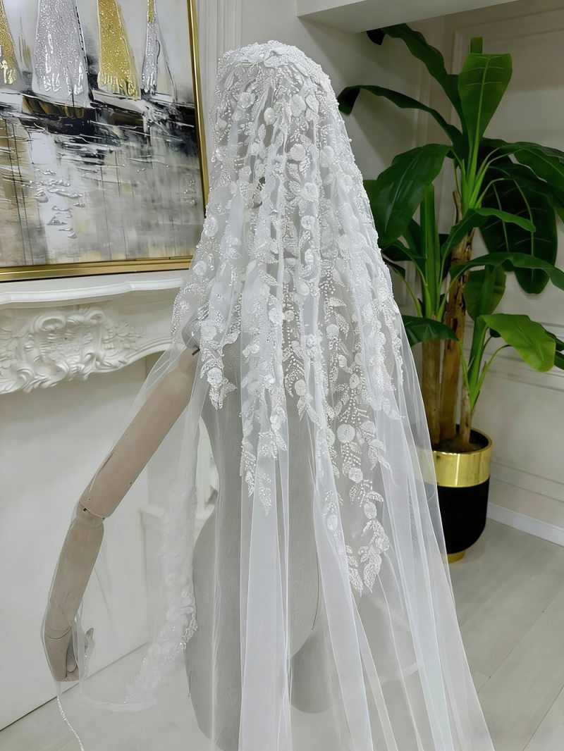 Gorgeous Bridal Veils Appliques 3M Long Cathedral Veils One-Layer with Comb Customized Wedding Accessories velos de novia