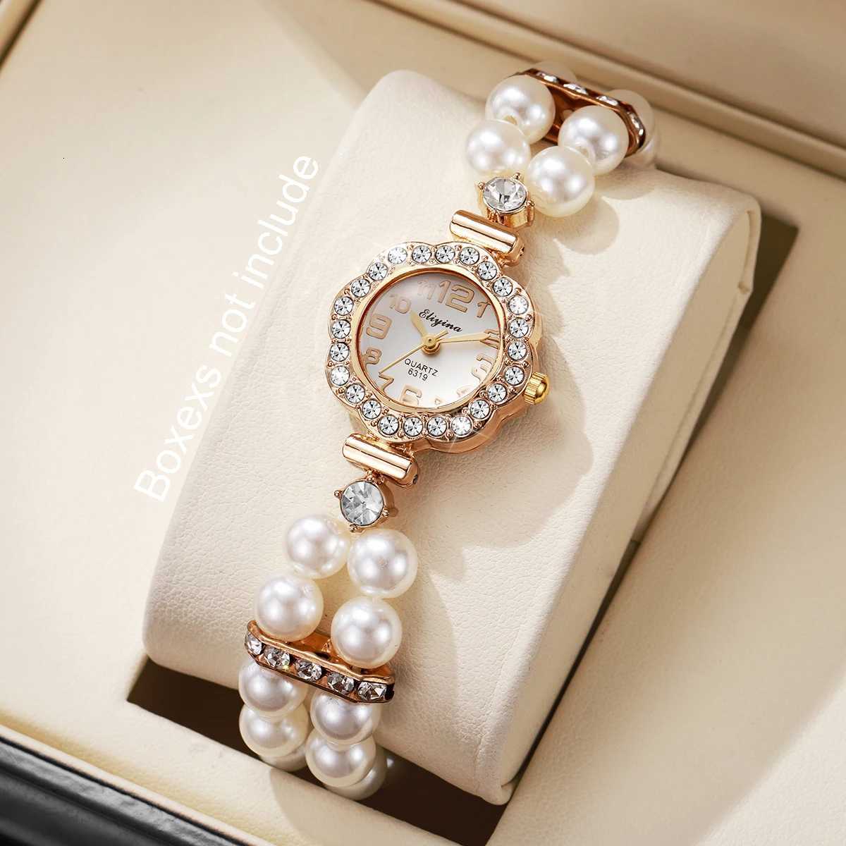 Elegant Pearl Rhinestone Bracelet Strap Women Wristwatch Ladies Arabic Dial Quartz Watch Reloj Mujer Girls Clock Without Box Y251212