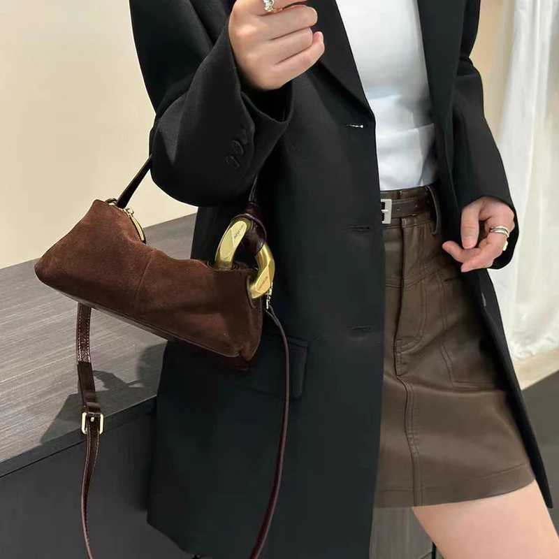 Simple Autumn Winter Colleti Grey Brown Roy Big Bost Tote Soft Matte Suede Leather Wens Handbag Shoder Bag Y251211