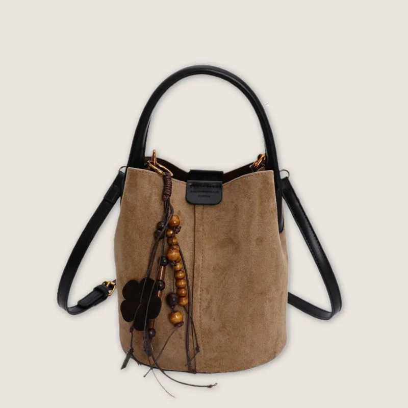 Vintage Matte Suede Bucket Bag Lazy Style Fi Handbag Tote Sub Bag Casual Shoder Crossbody Bag for Wen Y251211
