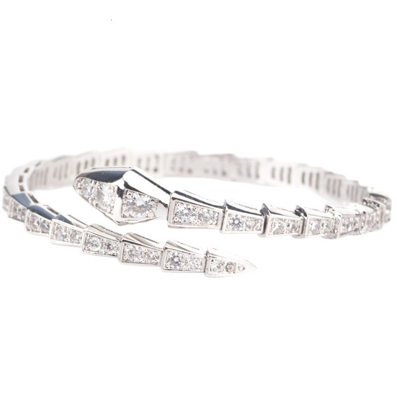 Baojia Gold Spring Inlaid Zircon Adjustable Thin Snake Bracelet Snake Bone Rose Gold Fashion Ring Bracelet