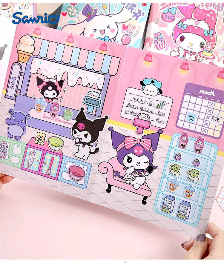 Sanrio New Creative Kuromi My Melody Bubble Sticker Book Kawaii Quiet Book 3D Bubble Scene Sticker Book Girls Handmade Gift Toys H251212