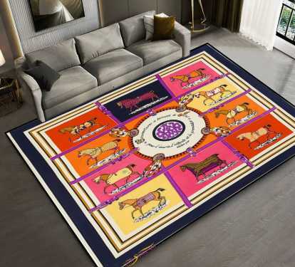 Ethnic Horse Pattern Non-Slip Yoga Rug Living Room, Bedroom, Kitchen Floor for Kids Durable Decorative Door Mat - H251011 W260226